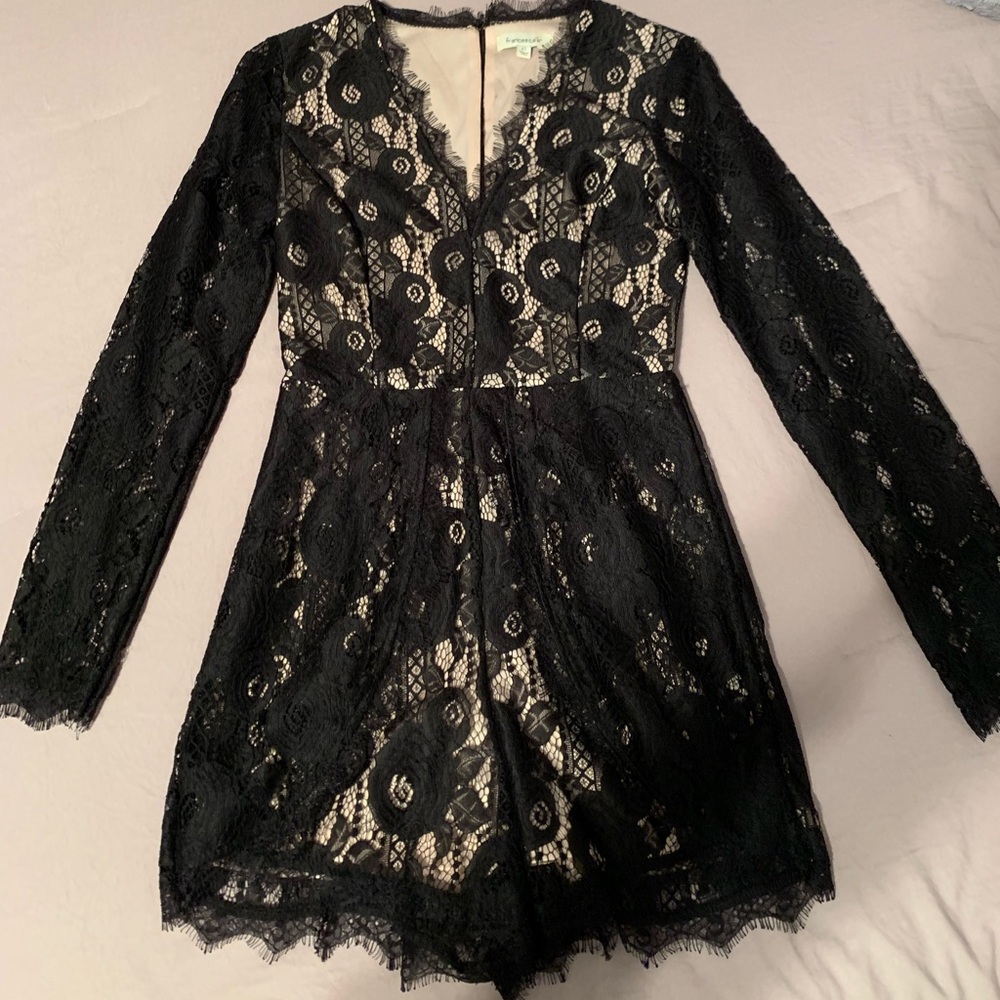 Black and cream lace romper